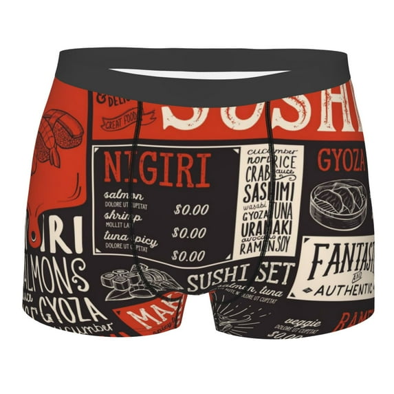 Disketp Sushi Menu Men'S Boxer Briefs,Soft And Breathable Cotton Underwear With Comfortflex Waistband
