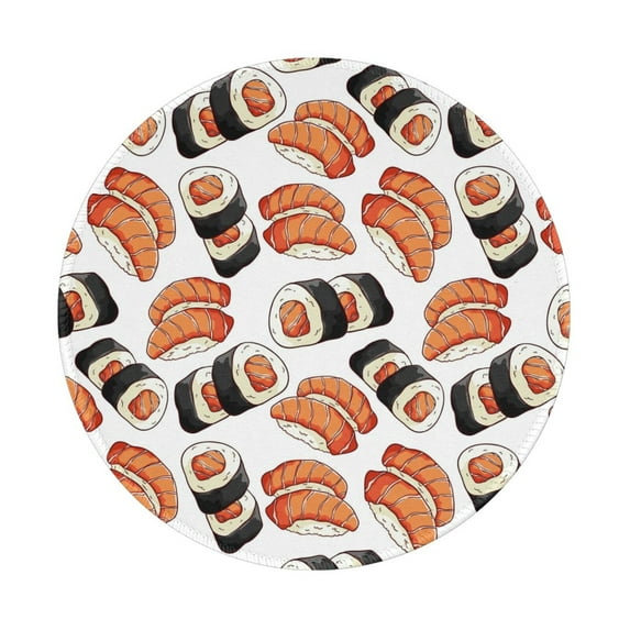 Disketp Sushi Roll Small Mouse Pad 7.9x7.9 Inches,Washable Round Mousepad For Office Laptop Computer,Non-Slip Rubber Base Mouse Pads For Wireless Mouse