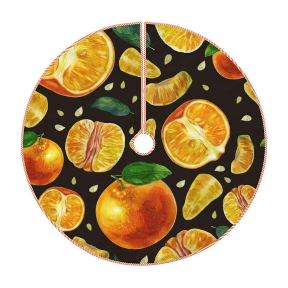 Disketp Tangerine Christmas Tree Skirt, Christmas Tree Decorations, Christmas Decor, Tree Mat Decoration(30-48IN)-48"