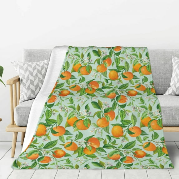 Disketp Tangerine Cozy Flannel Fleece Throw Blanket: Has a velvety texture for All Seasons - Perfect for Women, Men, & Kids"50"x40"