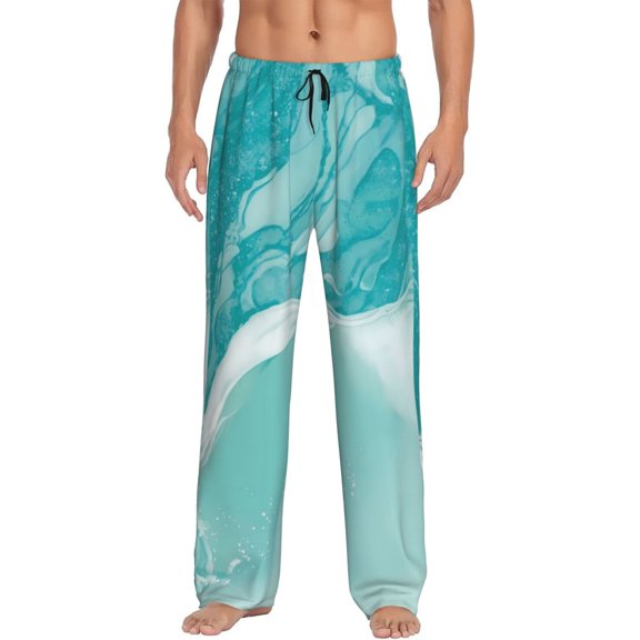 Disketp Teal Turquoise 1 Men's Pajama Pants - Ultra Soft Fleece Sleep and Lounge Pants (Size: S-XXL)-