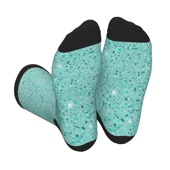 Disketp Teal Turquoise Glitter Unisex Mid-Calf Socks Lightweight Breathable Ventilation Ankle Socks