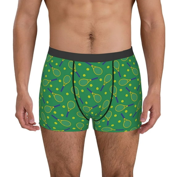 Disketp Tennis Rockets And Balls Men's Boxer Briefs,Soft and Breathable Cotton Underwear with ComfortFlex Waistband-Small