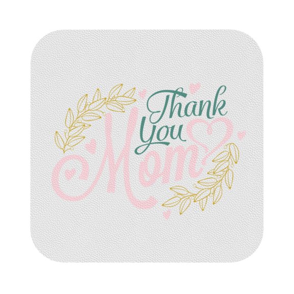 Disketp Thank You Mom Funny Coasters,6 Pcs Leather Coasters With Holder, Perfect Housewarming Hostess Gifts,Protect Furniture From Water Marks Scratch And Damage
