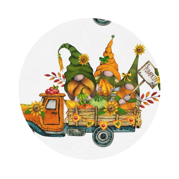 Disketp Thanksgiving Truck Funny Coasters,6 Pcs Leather Coasters With Holder, Perfect Housewarming Hostess Gifts,Protect Furniture From Water Marks Scratch And Damage