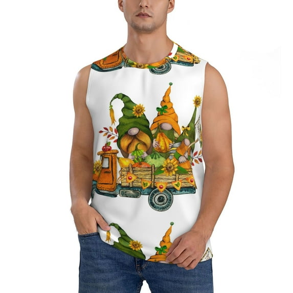 Disketp Thanksgiving Truck Sleeveless Tshirts For Men, Muscle Shirts For Men Dry Fit Tank Top-Large