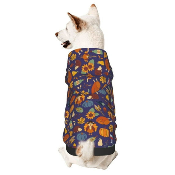 Disketp Thanksgiving Turkey 2 Dog Hoodie Dog Clothes with Hat, Pet Winter Clothes Warm Hoodies Coat for Small Dogs-X-Small