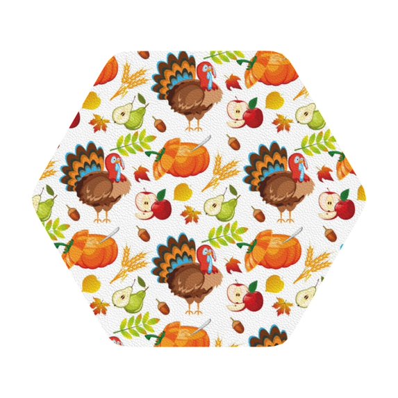 Disketp Thanksgiving Turkey Funny Coasters,6 Pcs Leather Coasters With Holder, Perfect Housewarming Hostess Gifts,Protect Furniture From Water Marks Scratch And Damage