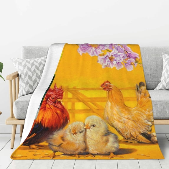 Disketp The Chicken Family Cozy Flannel Fleece Throw Blanket: Has a velvety texture for All Seasons - Perfect for Women, Men, & Kids"50"x40"