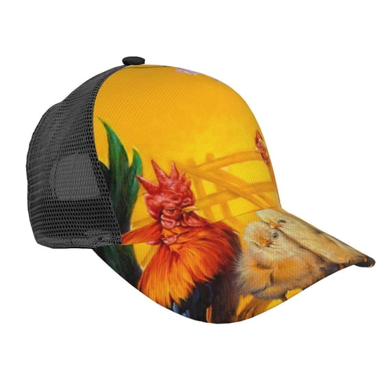 Disketp The Chicken Family Print Trucker Hat Men Women - Mesh Baseball SnapBack Cap