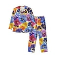 thumbnail image 1 of Disketp The Garden Tricolor Pansy Flower for Pajamas Set Long Sleeve Sleepwear Mens Button Down Nightwear Pj Sets-Medium, 1 of 7