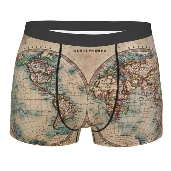 Disketp The World Is Hemisphere Men'S Boxer Briefs,Soft And Breathable Cotton Underwear With Comfortflex Waistband