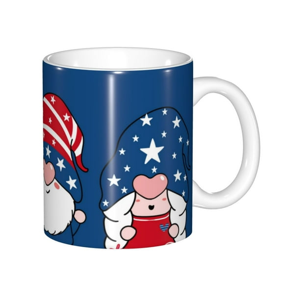 Disketp Three Gnome Independence Day Large Coffee Mug with Handle Tea Cup Novelty Coffee Cup for Men Women Office Work