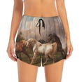 thumbnail image 1 of Disketp Three Horses Oil Painting Print Women's Shorts Workout Shorts for Athletic Gym Running Shorts with Phone Pockets X-Large, 1 of 8