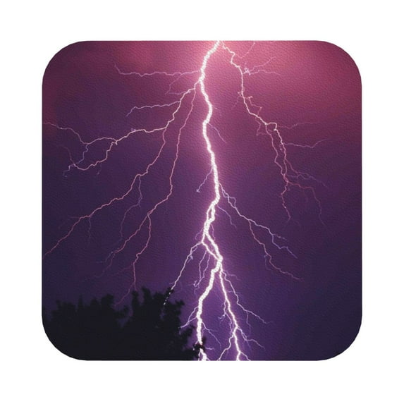 Disketp Thunderstorm Violet Purple Funny Coasters,6 Pcs Leather Coasters With Holder, Perfect Housewarming Hostess Gifts,Protect Furniture From Water Marks Scratch And Damage