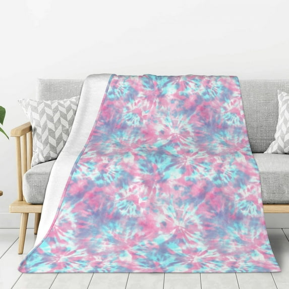 Disketp Tie Dye Cozy Flannel Fleece Throw Blanket: Has a velvety texture for All Seasons - Perfect for Women, Men, & Kids"50"x40"