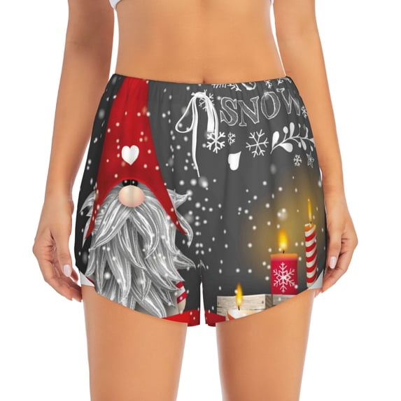 Disketp Traditional Scandinavian Dwarf Print Women's Shorts Workout Shorts for Athletic Gym Running Shorts with Phone Pockets Large