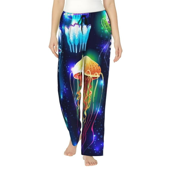 Disketp Transparent Jellyfishes Print Women'S Comfy Pajama Pants Casual Drawstring Palazzo Lounge Wide Leg Pants