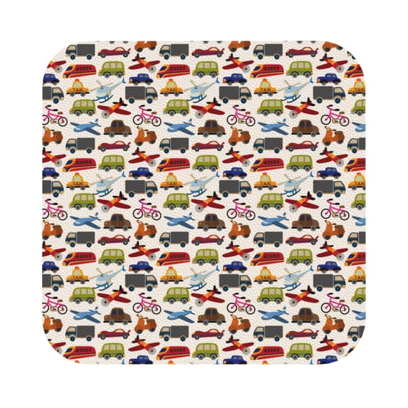 Disketp Transport Funny Coasters,6 Pcs Leather Coasters with Holder, Perfect Housewarming Hostess Gifts,Protect Furniture from Water Marks Scratch and Damage
