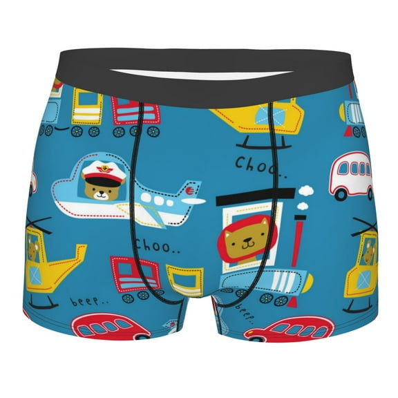Disketp Transportations With Cute Animals Men'S Boxer Briefs,Soft And Breathable Cotton Underwear With Comfortflex Waistband