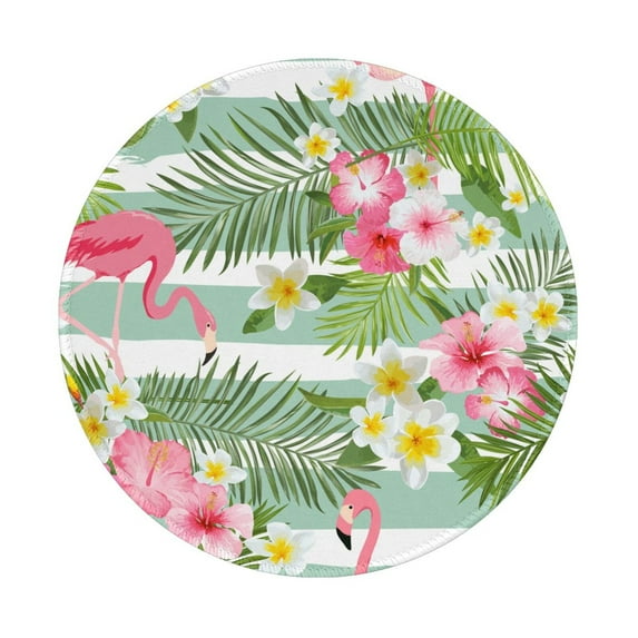 Disketp Tropical Flamingo Small Mouse Pad 7.9x7.9 Inches,Washable Round Mousepad For Office Laptop Computer,Non-Slip Rubber Base Mouse Pads For Wireless Mouse