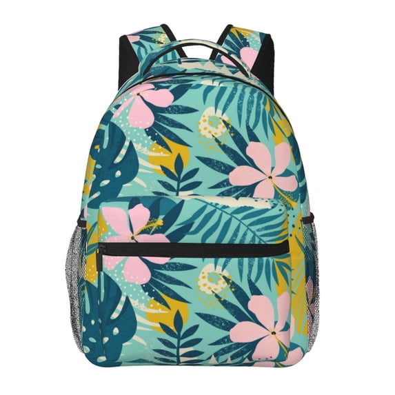 Disketp Tropical Floral Backpack for Men and Women - Lightweight Backpack Classical with Multi-pockets Casual Daypack for College Workplace Travel