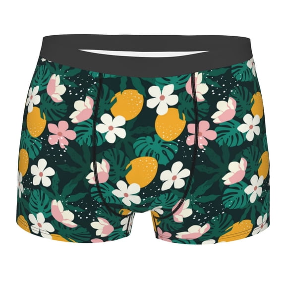 Disketp Tropical Fruit Men's Boxer Briefs,Soft and Breathable Cotton Underwear with ComfortFlex Waistband