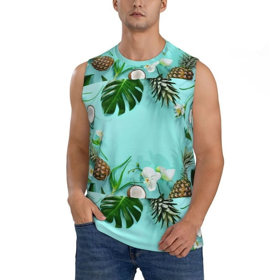 Disketp Tropical Pineapple Sleeveless Tshirts For Men, Muscle Shirts For Men Dry Fit Tank Top-3x-Large