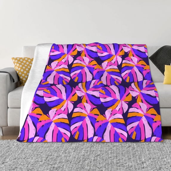 Disketp Tropics Leaf Flannel Blankets - Thick and Warm Blanket for Winter, Soft Fuzzy Plush King Blanket for All Seasons60"x50"