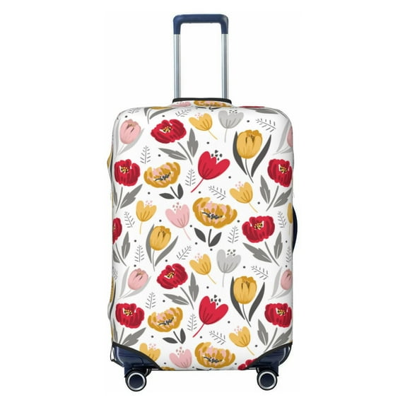 Disketp Tulips Flowers Elastic Travel Luggage Cover Travel Suitcase Protective Cover For Trunk Case Apply To 18''-32'' Suitcase Cover-Large