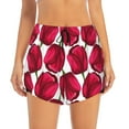 thumbnail image 1 of Disketp Tulips Flowers Print Women's Shorts Workout Shorts for Athletic Gym Running Shorts with Phone Pockets, 1 of 8