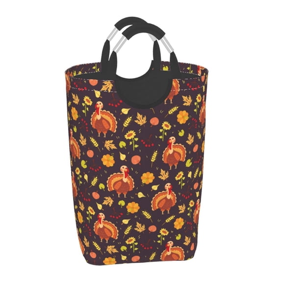 Disketp Turkey Bird Square Laundry Bag Large Collapsible Dirty Clothes Bags With Handles Waterproof Essentials Storage For College Dorm, Family