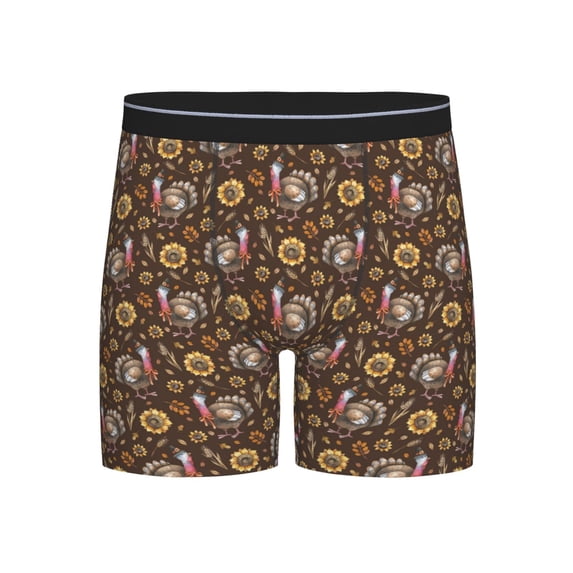 Disketp Turkey Sunflower Harvest Men's Boxer Briefs Men’s Underwear Boxer Briefs for Men