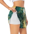 thumbnail image 1 of Disketp Turquoise Golden Swirl Women's Shorts Workout Shorts for Athletic Gym Running Shorts with Phone Pockets-Medium, 1 of 7