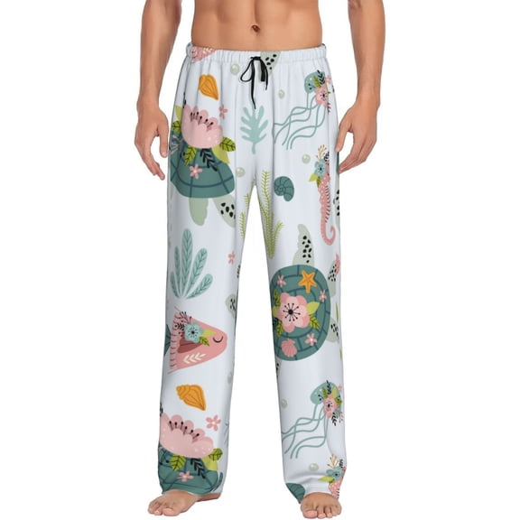 Disketp Turtle And Sea Life Men'S Pajama Pants - Ultra Soft Fleece Sleep And Lounge Pants (Size: S-Xxl)