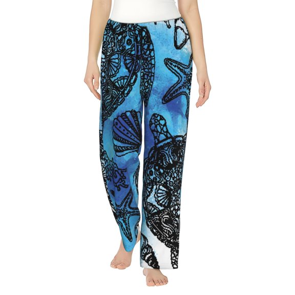 Disketp Turtle Print Women'S Comfy Pajama Pants Casual Drawstring Palazzo Lounge Wide Leg Pants