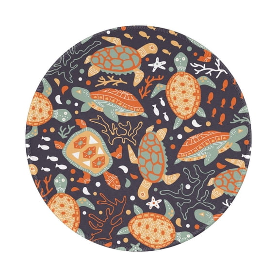 Disketp Turtles and Sea Plants Small Mouse Pad 7.9x7.9 Inches,Washable Round Mousepad for Office Laptop Computer,Non-Slip Rubber Base Mouse Pads for Wireless Mouse