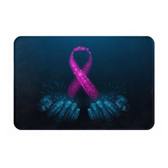 Disketp Two Human Hands Are Holds Pink Ribbon Awareness Mat For Front Door Outside - Doormat Outdoor Entrance - Welcome Mats Outdoor,Outside Entry And Outdoor Entrance 16''X24''