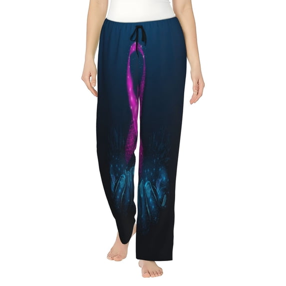 Disketp Two Human Hands Are Holds Pink Ribbon Awareness Print Women'S Comfy Pajama Pants Casual Drawstring Palazzo Lounge Wide Leg Pants