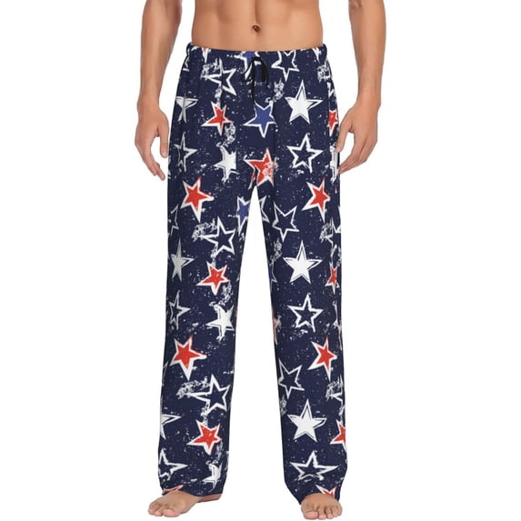 Disketp USA Stars Men's Pajama Pants - Ultra Soft Fleece Sleep and Lounge Pants (Size: S-XXL)-