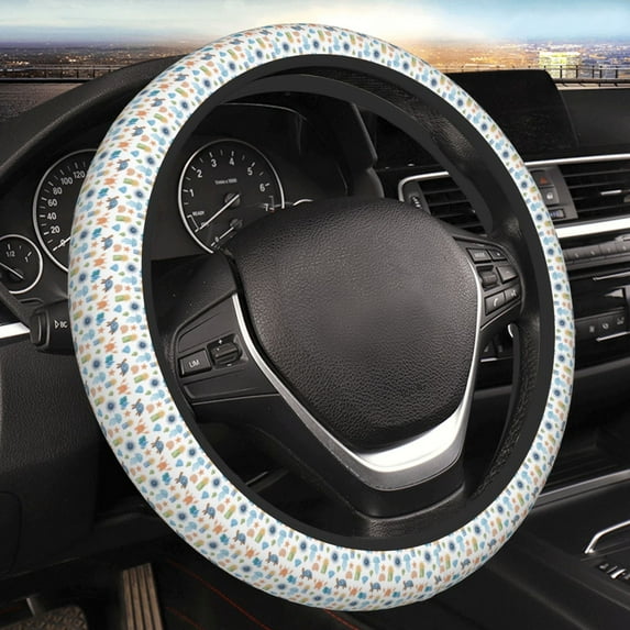 Disketp Undersea Animals Elastic Microfiber Steering Wheel Cover for Truck,SUV,Cars,Universal 15 inch,Anti-Slip