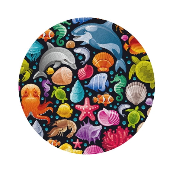 Disketp Underwater Diving Animals Funny Coasters,4 Pcs Leather Coasters With Holder, Perfect Housewarming Hostess Gifts,Protect Furniture From Water Marks Scratch