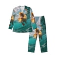thumbnail image 1 of Disketp Underwater Swimming Duck Mens Pajama Set, Soft Warm Long Sleeve Sleepwear, Cozy Button-Down Pjs for Men-Small, 1 of 7