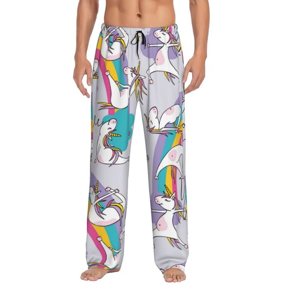 Disketp Unicorn Doingyoga Men'S Pajama Pants - Ultra Soft Fleece Sleep And Lounge Pants (Size: S-Xxl)