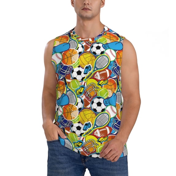 Disketp Various Balls Sleeveless Tshirts For Men, Muscle Shirts For Men Dry Fit Tank Top-Xx-Large