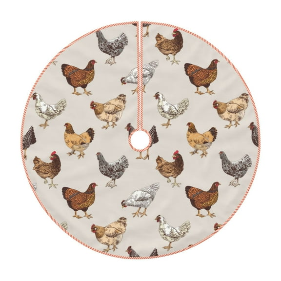 Disketp Various Chicken Christmas Tree Skirt, Christmas Tree Decorations, Christmas Decor, Tree Mat Decoration(30-48IN)-30"