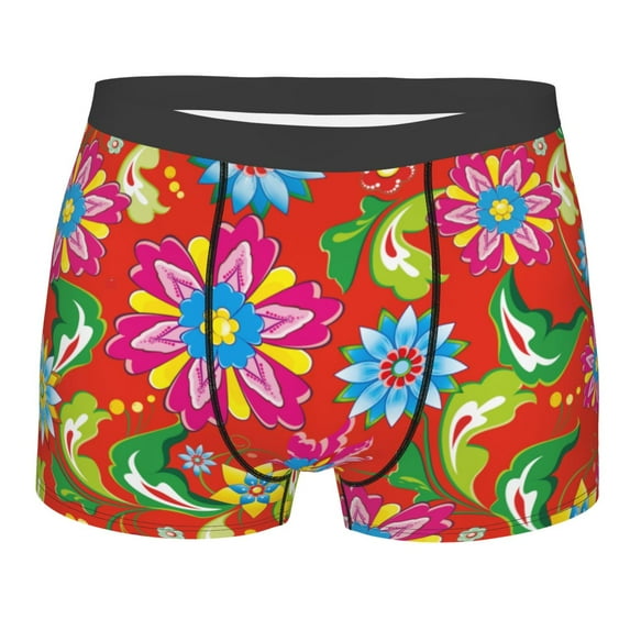 Disketp Vector Mexican Otomi Style Bright Men'S Boxer Briefs,Soft And Breathable Cotton Underwear With Comfortflex Waistband