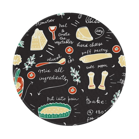 Disketp Vegetable Quiche Small Mouse Pad 7.9x7.9 Inches,Washable Round Mousepad For Office Laptop Computer,Non-Slip Rubber Base Mouse Pads For Wireless Mouse