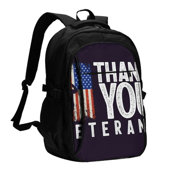 Disketp Veterans Day2 Travel Laptop Backpack, Laptops Backpack with USB Charging Port, Water Resistant Computer Bag Gift for Men & Women