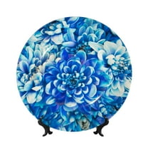Disketp Vibrant Blue Floral Ceramic Plate Dinner Plates Bone China Decorative Plates Art Ceramic Ornaments for Wall Hanging Decoration -6in